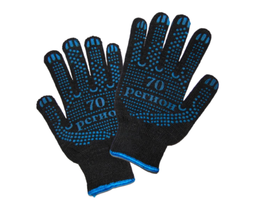 Перчатки х/б 9,7 класс, 75гр., ручной оверлок, ПВХ Регион-70